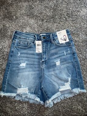 Windsor Light Blue Distressed Frayed Hem Jean Shorts